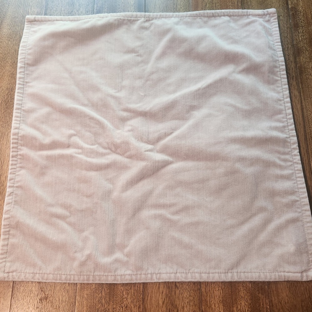 Pottery Barn Beige Velvet 20x20 Square Pillow Cover Cotton Blend Ribbed Sham